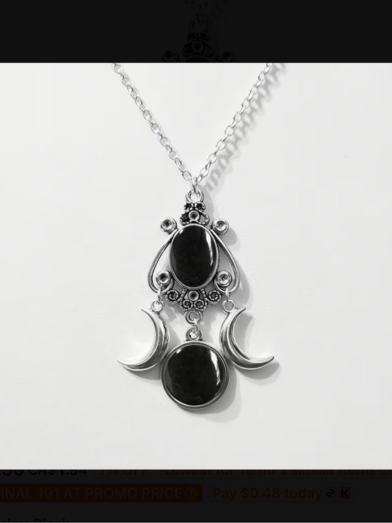 Jewelry - ⭐️ Silvertone Black Stone Crescent Pendant Necklace